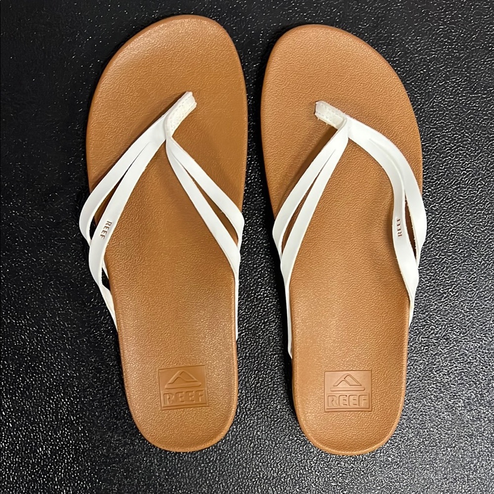 Reef White and Tan Sandals with Minimalist Design